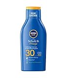 NIVEA SUN Schutz & Pflege Sonnenmilch LSF 30 Reisegröße (100 ml), kleine Sonnencreme für 48h Feuchtigkeit, sofortiger Sonnenschutz mit hochwirksamem UVA/UVB-Filtersystem