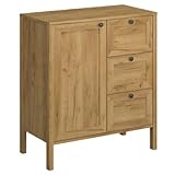 OKL Klara Schrank Schubladenschrank Esszimmerkommode Wohnzimmerkommode Kommode im modernen Stil für Schlafzimmer Wohnzimmer Kinderzimmer Büro Esszimmer 80,5x87x41,5cm Gold Craft Oak