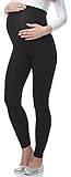 Be Mammy Lange Umstandsleggings aus Viskose BE-02 (Schwarz, L)