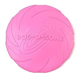 1 x Hunde-Frisbee, Haustier-Fliegescheibe, weiches Gummi-Kauspielzeug zum Trainieren, Werfen, Fangen und Spielen (18 cm, Rosa)