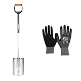 Fiskars Xact Gärtnerspaten rund L mit Gartenhandschuh