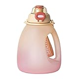 Gießkanne Wasserflasche Halbe Gallone Wasserflasche mit Strohhalmen Sport Fitnessstudio Wasserflasche Wasserflaschen mit Gurt und Griff (44oz/1300ml, Gradient) Nicht Leck