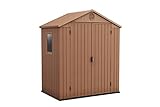 Keter Gerätehaus Darwin 6x4 DD, Braun, Außenmaße 190x122x221cm, wartungsfrei, Kunststoff,wetterfest, Gartenhaus Geräteschuppen Gartenhütte, Hütte für Gartengeräte