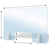 Care4U Spuckschutz aus Acrylglas Premium Quality Schutzscheibe, 80 x 60 (BxH) cm mit Durchreiche 40x10 (BxH) cm Virenschutz Trennwand Spuck und Niesschutz Sichtschutz Thekenaufsatz