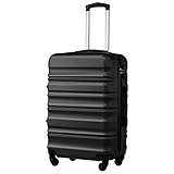 COOLIFE Hartschalen-Koffer Trolley Rollkoffer Reisekoffer mit TSA-Schloss und 4 Rollen (Handgepäck, Schwarz)