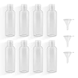 OVISEEN 8 Stück Reiseflaschen Set, 100ml Plastikflasche mit 3 Kleinem Trichter, Transparent Leere Kosmetik Reisebehälter Mini Luftflaschen PET Reise Duschgel Behälter Kosmetikflaschen