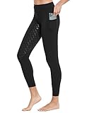 FitsT4 Damen Reitleggings Silikon Vollbesatz Reithose mit Handytasche und Gürtelschlaufen,Schwarz,Gr.L