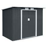 P100 Metall Gerätehaus M 213×130×173cm Geräteschuppen 4m³ Schuppen Gartenhaus Outdoor Dunkelgrau Anthrazit