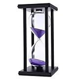 QARNBERG 30/60 Minuten Sanduhr Sanduhr Küche Schule Moderne Sanduhr aus Holz Sanduhr Sanduhr Teeuhren Heimdekoration Geschenk (Color : Black Purple, Time : 30mins) (Schwarz, Lila 30 Minuten)