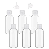 6 Stück Reiseflasche Set und 2 x Trichter, 100ml Plastikflasche Transparente Kosmetikflascher Geeignet für Kosmetik Camping Reisen Zubehör Shampoo Lotion