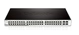 D-Link DGS-1210-52 Managed Gigabit Switch (52 Ports, davon 48 x 10/100/1000 Mbit/s Ports, 4 x Glasfaser SFP/Combo Slots), Schwarz