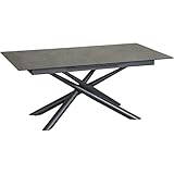 Ausziehbarer Esstisch GARANA, schwarz, 180-220x100x76 cm, Keramikplatte, MDF-Gestell, pulverbeschichteter Metallfuß, verschlungene Beine, eine 40 cm Lange Einlegeplatte, 60 kg Belastung