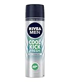 NIVEA MEN Cool Kick Fresh Deo Spray (150 ml), Deodorant schützt 48h gegen Schweiß und Körpergeruch, Anti-Transpirant mit Kaktuswasser und leichter Formel