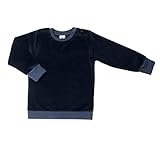 Leela Cotton Baby Kinder Nicky Sweatshirt Bio-Baumwolle 6 Farben Wählbar Jungen Mädchen Langarmshirt T-Shirt Gr. 62/68 bis 116 (98-104, Nachtblau)