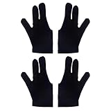 Unisex Billardhandschuhe DREI Finger Billard Snooker Handschuhe aus Nylon Links Rechts f¨¹r Damen Herren Schwarz（4 Stück）