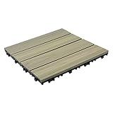 Holzfliesen Balkon Ineinandergreifende Deckfliesen, Kunststoff Holz Wasserdicht Im Außenboden 30 X 30 cm, Alles Wetter Balkon Veranda Hinterhof Dekorative Bodenbeläge (Color : A, Size : 66PCS)