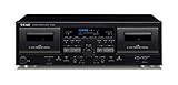 Teac W-1200(B) Doppelkassettendeck (Kassettenspieler, Aufnahme/Wiedergabe, Mikrofoneingang für Karaoke und Ansagen, USB-Ausgang für digitale Aufnahme auf PC/Mac, Konferenzprotokolle), Schwarz