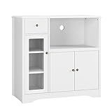 Sideboard Weiss, Küchenschrank mit Mikrowellenregal Türen und Schubladen Aufbewahrungsschrank für Esszimmer, Küche 90 x 40 x 82 cm