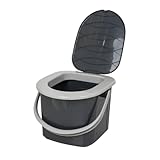 BranQ - Home essential 100% recycelt Kunststoff PP, Ökologisch, Mobile Campingtoilette 15,5 Ltr mit max. Tragkraft bis 120kg, Eco Anthrazit, S