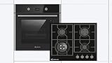 Einbau Herdset Backofen + Gaskochfeld,1-fach-Teleskopauszug, vitroceramic Gaskochfeld nicht Glas! WOK-Brenner 4kW, WOK-Aufsatz!