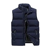 FMYONF Herren Winterjacke Leichte Daunenweste Herrenweste Blazer Lang Steppweste Outdoor Weste College Jacke Steppweste Lang Security Weste Steppweste Outdoor Weste(B Blue,XXL)