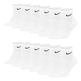 Nike Socken Damen Herren Weiß Schwarz Kurz Sportsocken Größe 34 36 38 40 42 44 46 48 50 Sparset SX7677, Sockengröße:34-38, Sockenfarbe:6 Paar weiss