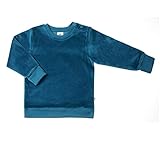 Leela Cotton Baby Kinder Nicky Sweatshirt Bio-Baumwolle 6 Farben Wählbar Jungen Mädchen Langarmshirt T-Shirt Gr. 62/68 bis 116 (98-104, donaublau)