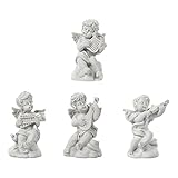 Exuberia Cherub-Statue - Engel Gartendeko für draußen,4 Stück Engelsornament aus Harzimitat, Eros-Engelsdekoration, Engel, die Musik Spielen, friedliche Geschenke für Weihnachten