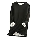 Damen Fleece Pullover Winter Warme Unterhemd Sweatshirt Plus Dicker Samt Langarmshirt Lamm Kaschmir Pulli Langarm Shirts Oversize Oberteil Tops Teddy-Fleece Rundhals-Sweatshirt