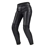 SHIMA Monaco Vintage Café-Rennfahrer Motorradhose aus Leder mit Protektoren für Damen, (XS-XL, Schwarz), Größe XL