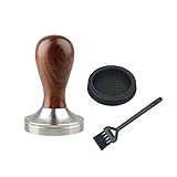 Senmil Kaffee Tamper 51 mm,Espresso Stampfer aus Edelstahl Tamper, Echtholzgriff Espresso Stempel,Mit Silikon Matte,Barista Set