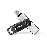 SanDisk iXpand Go Flash-Laufwerk iPhone Speicher 128 GB (iPad kompatibel, automatisches Backup, Schlüsselanhänger-Funktion, USB 3.0, iXpand App) Schwarz,(1er Pack)