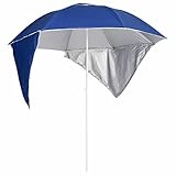 Yongdu Strandschirm, Sonnwnschirm, Sonnenschirm, Parasol, Ampelschirm, mit Seitenwänden Blau 215 cm