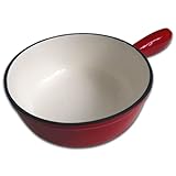 Rotel 1010150 Fondue-Caquelon, aus emailliertem Gusseisen, Fondue-Caquelon, 2 l, Rot, Gusseisen, 21 cm