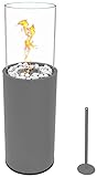 Runder freistehender Bio-Ethanol Stand-Kamin 80.5 x 26.5 x 26.5 cm schönes Flammenspiel Indoor Outdoor Bodenkamin Terrasse Feuer Windlicht Gartenfackel Balkon Glasfeuer Feuerkorb