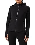 Urban Classics TB1728 Ladies Polar Fleece Zip Hoodie - Damen Outdoor Fleecejacke einfarbig mit Kapuze und verlängertem Rückenteil - black, Größe XL