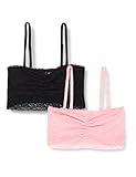 Iris & Lilly Damen Bandeau aus Spitze, 2er-Pack, Schwarz/Blassrosa, 38