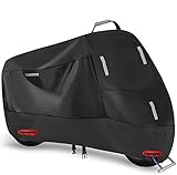 300D Motorradabdeckung Outdoor Wasserdichten Motorrad Abdeckplane Oxford Abdeckhaube Motorradplane Schutzhülle mit 5 Reflektionsstreifen & 2 Schlossloch (XL: 230*95*125cm)