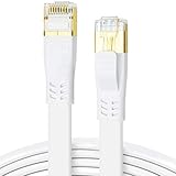 CAT 8 LAN Kabel 20m, Hochgeschwindigkeit 40Gbps 2000MHz SSTP CAT8 Flaches Patchkabel, Gigabit Internet Netzwerkkabel mit Vergoldetem RJ45 Stecker für Gaming, Modem, Router, Xbox, PC (20 Meter/Weiß)