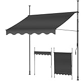 KESSER® Klemmmarkise mit Handkurbel Balkon, Balkonmarkise ohne Bohren, UV-beständig höhenverstellbar wasserabweisend, Sonnenschutz, Terrassenüberdachung, einfache Montage 300cm