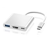 ElecMoga USB C auf HDMI Adapter 4K, 3 in 1 Multiport Typ C HDMI Adapter mit USB 3.0 + Typ C PD Ladeanschluss USB C Hub kompatibel mit MacBook Pro, Google Chromebook, HP, Samsung S8/S9 und mehr