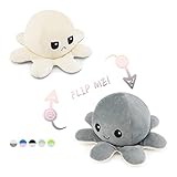 RAINBEAN oktopus plüsch wenden, Tintenfisch zum Wenden Reversible Mood Octopus Plüschtier oktupus stimmungs Kuscheltier Stofftier - Geschenke für Kinder Mädchen Jungen Freunde