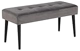 AC Design Furniture Gloria Bank, L: 95 x W: 38 x H: 45 cm, Dunkelgrau/Schwarz, Samt/Metall, 1 Stk