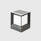 Hofgarten Außensäulenleuchte Solarsäulenlampe aus Aluminium, quadratisch, Glaslaterne, wasserdichte Säulenlampe, Veranda, Garten, Rasen, Hofdeck, Parktor, Hinterhof, Wegbeleuchtung, Dekorati