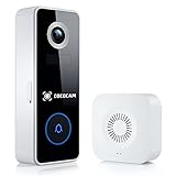 WLAN Video Türklingel mit Kamera, COCOCAM 1080P HD Kabellos Video Doorbell Akku mit Gong/Klingeltönen, Anti-Diebstahl-Alarm und PIR Menschenerkennung,2-Wege-Audio, SD/Cloud-Speicher, IP66 Wasserdicht