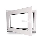 Kellerfenster - Kunststoff - Fenster - innen weiß/außen weiß - BxH: 50 x 40 cm - 500 x 400 mm - DIN Links - 2 fach Verglasung - 60 mm Profil