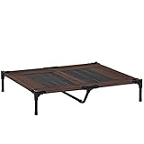 Pawhut Hundebett Hundeliege Outdoor Katzenbett Haustierbett Schlafplatz Stahl 600D Oxford-Gewebe Braun 92 x 76 x 18 cm