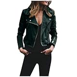 Dasongff Lederjacke Kunstlederjacke Damen Herbst Winter Motorrad Jacke Bomberjacke Bikerjacke mit Reißverschluss Frauen Coole Langarm Reißverschluss Ausgestattet Mantel Herbst Kurze Jacke