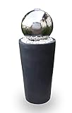 Kiom Kugelbrunnen Gartenbrunnen Brunnen FoBoule Darkgrey mit Edelstahlkugel 75cm 10859