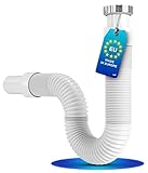 LOBENSWERK Siphon Waschbecken [SuperFlex] - G 1 1/4” x 32mm ausziehbar 320-890mm - Flexibler Ablaufschlauch für das Badezimmer - 100% Wasserdicht